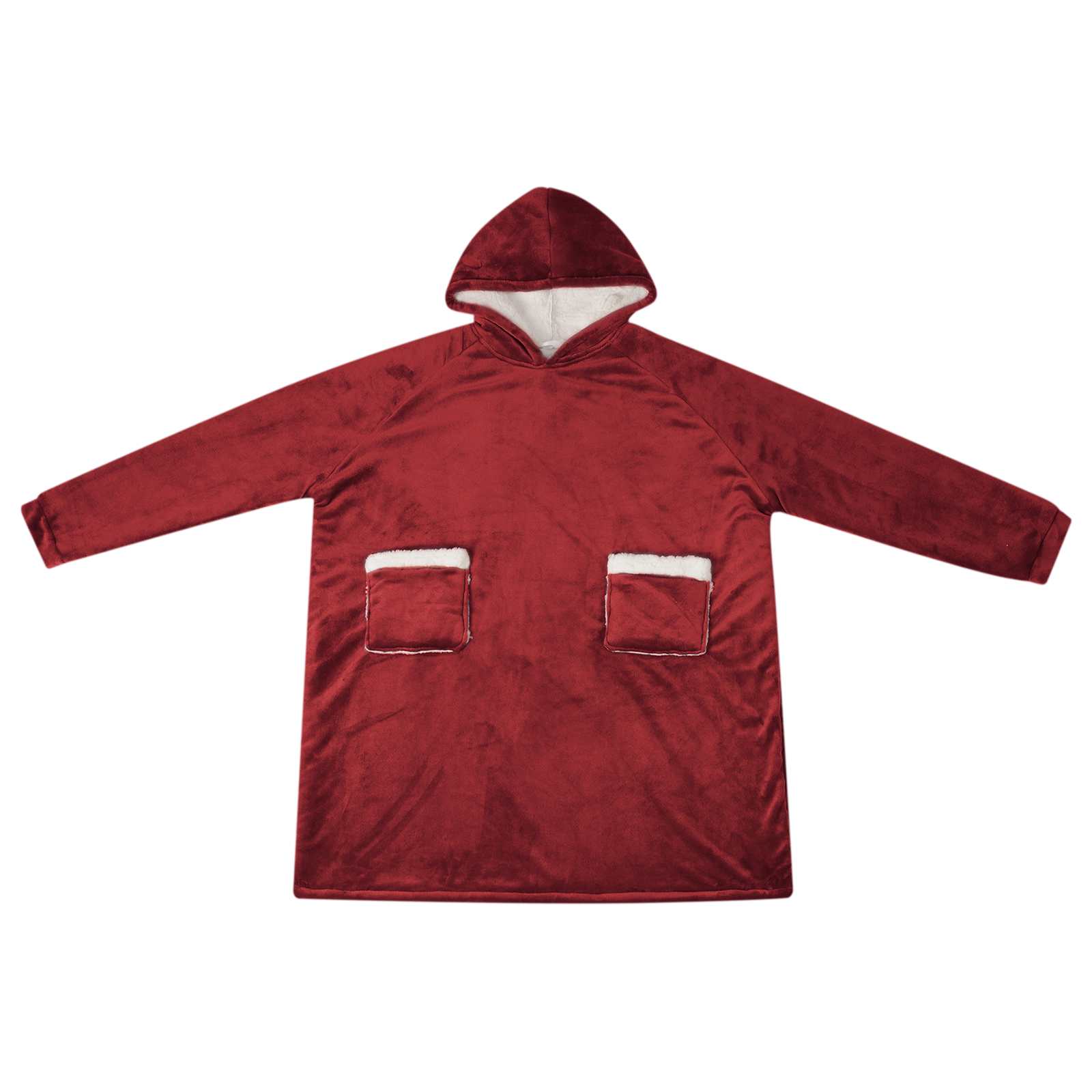 Deka majica s kapuljačom Bordeaux Crvena M Flis i flanel