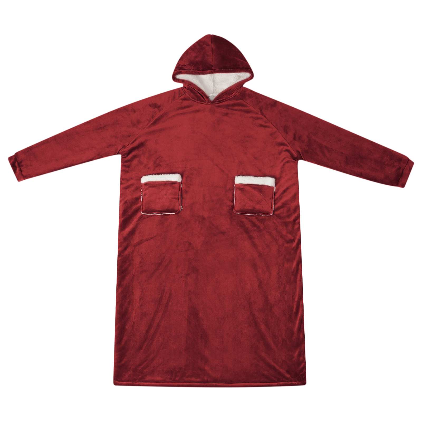 Deka majica s kapuljačom Bordeaux Crvena L Flis i flanel