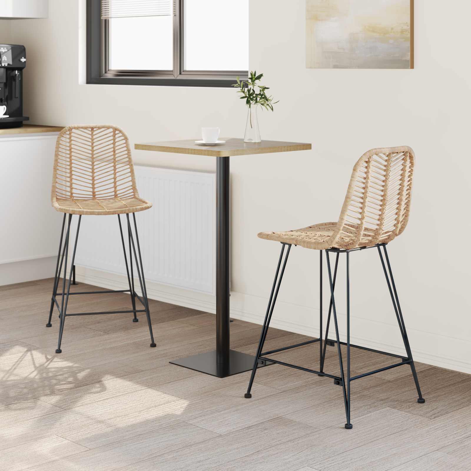 Barski stolac 2 pcs 44,5 x 54,5 x 97,5 cm Ratan i čelik