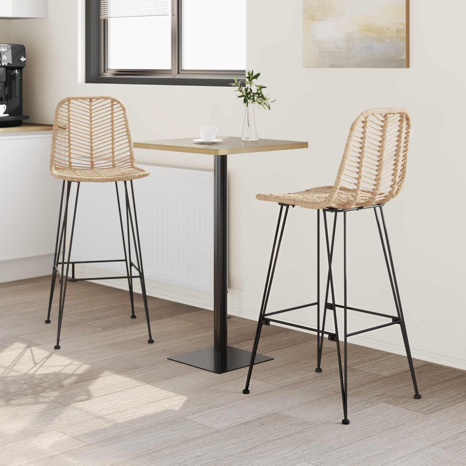 Barski stolac 2 pcs 44 x 52 x 111 cm Ratan i čelik