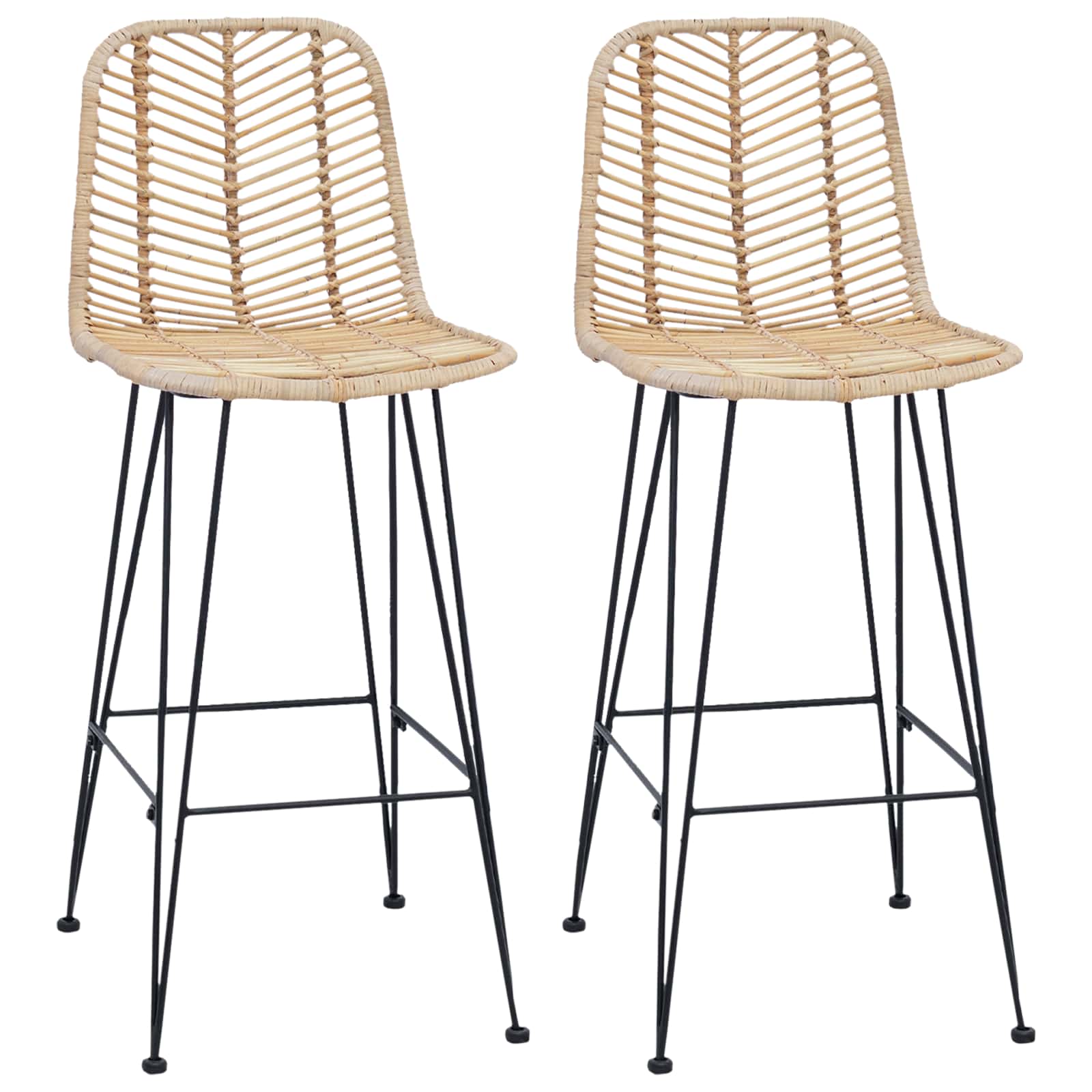 Barski stolac 2 pcs 44 x 52 x 111 cm Ratan i čelik