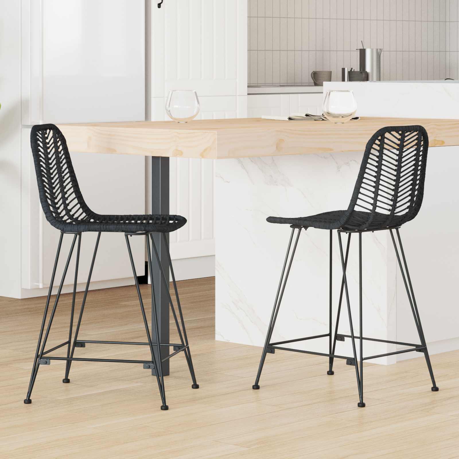 Barski stolac 2 pcs 44,5 x 54,5 x 97,5 cm Ratan i čelik