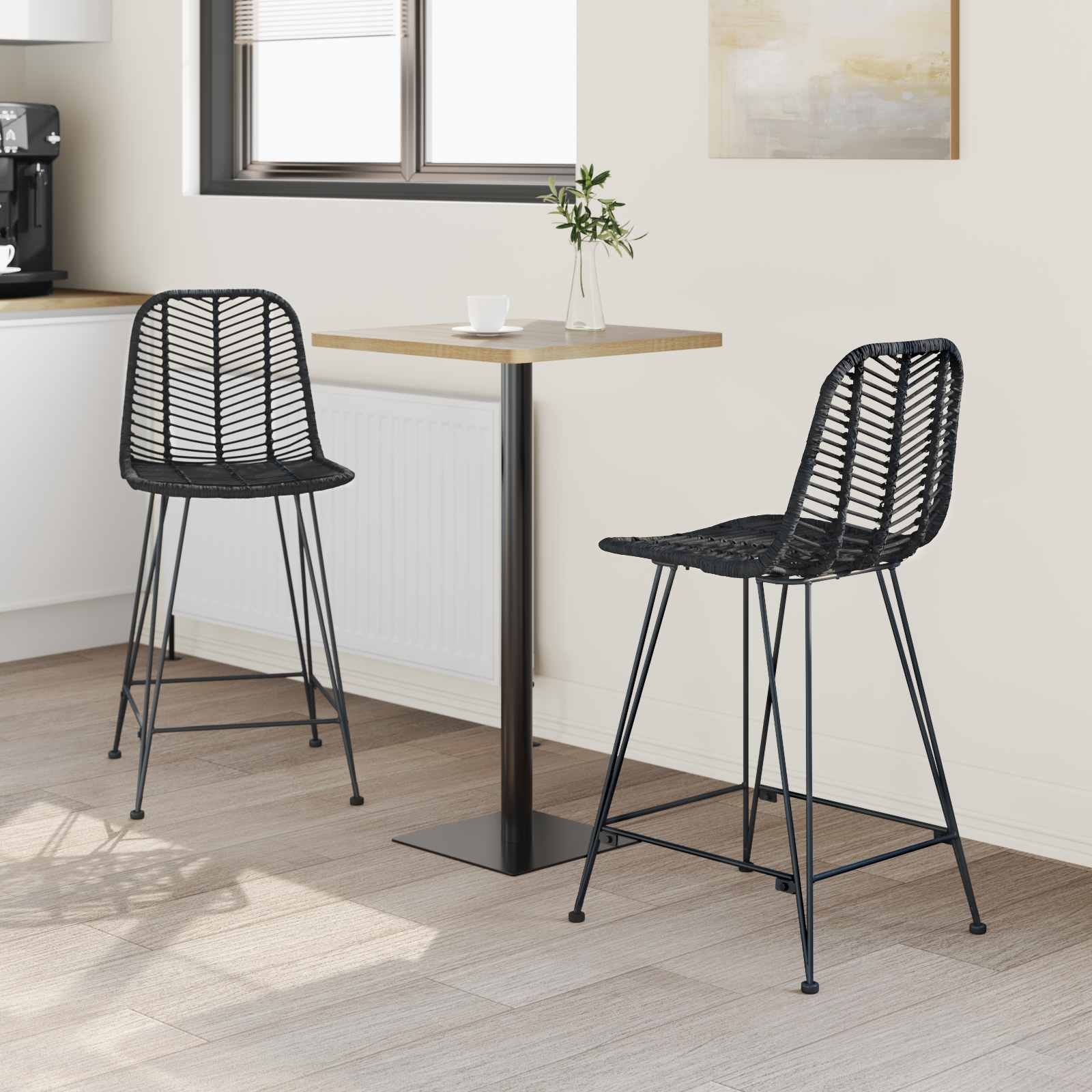 Barski stolac 2 pcs 44,5 x 54,5 x 97,5 cm Ratan i čelik