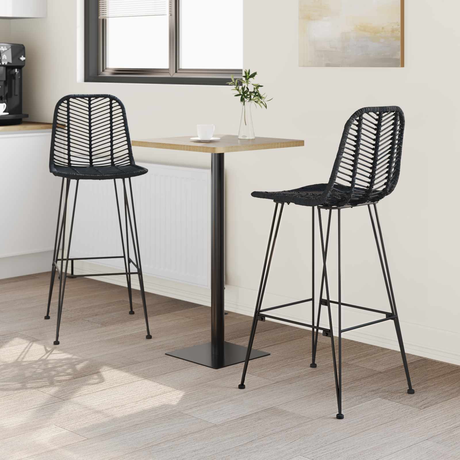 Barski stolac 2 pcs 44 x 52 x 111 cm Ratan i čelik