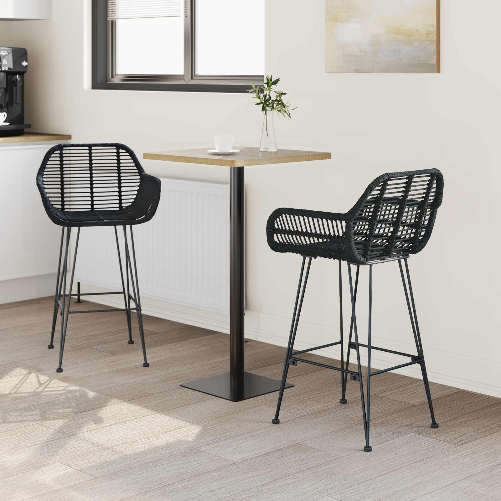 Barski stolac 2 pcs 55 x 52 x 92 cm Ratan i čelik