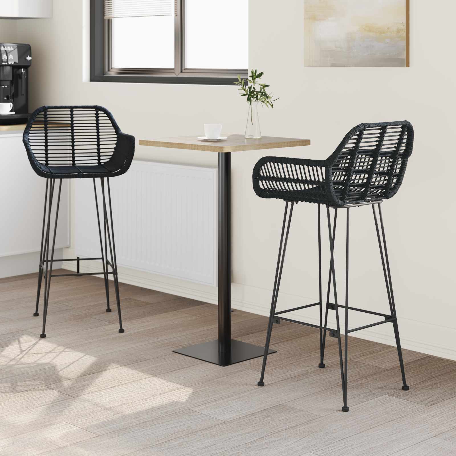 Barski stolac 2 pcs 55 x 52 x 105 cm Ratan i čelik