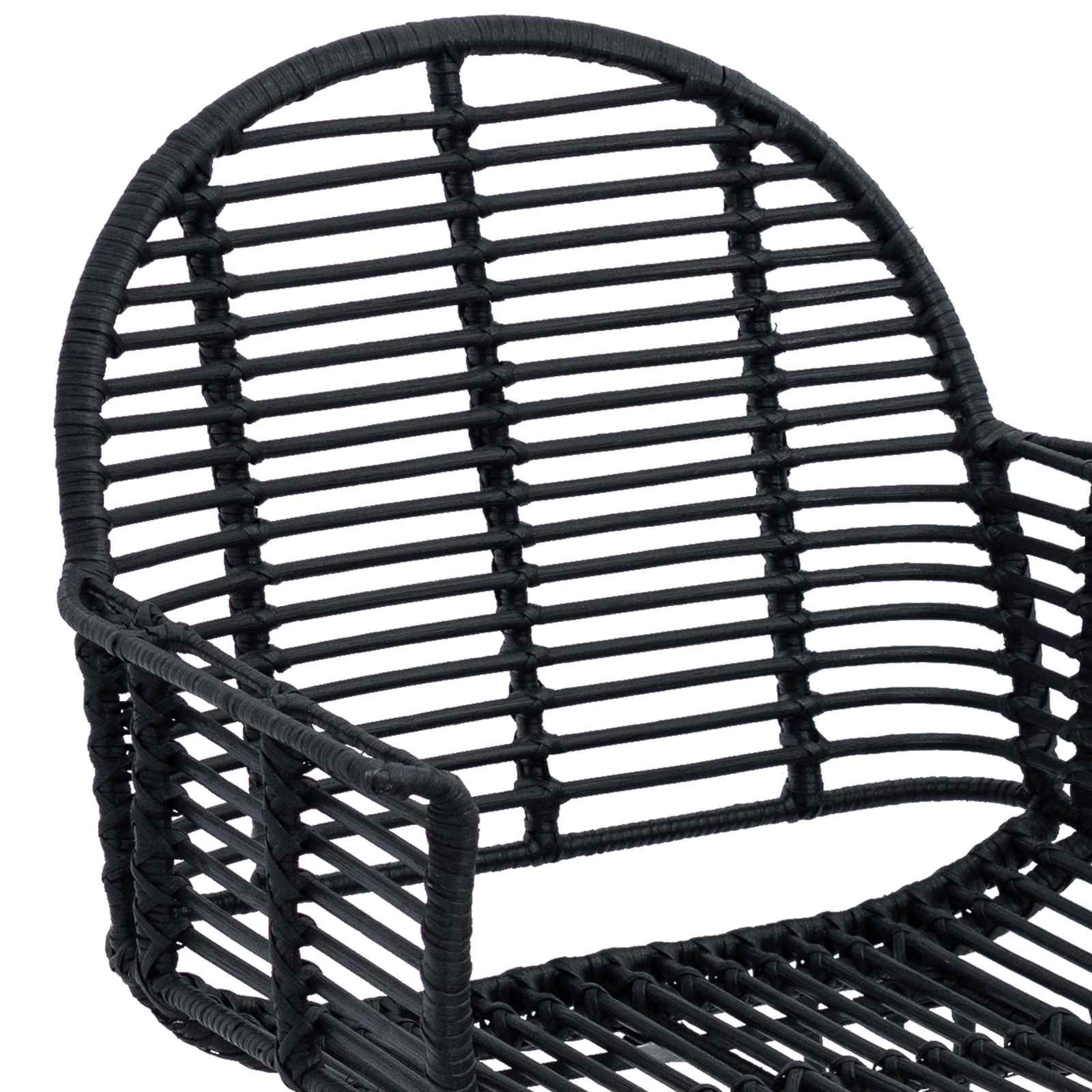 Stolac za blagovanje 2 pcs Ratan i čelik Crna 57 x 55 x 85 cm