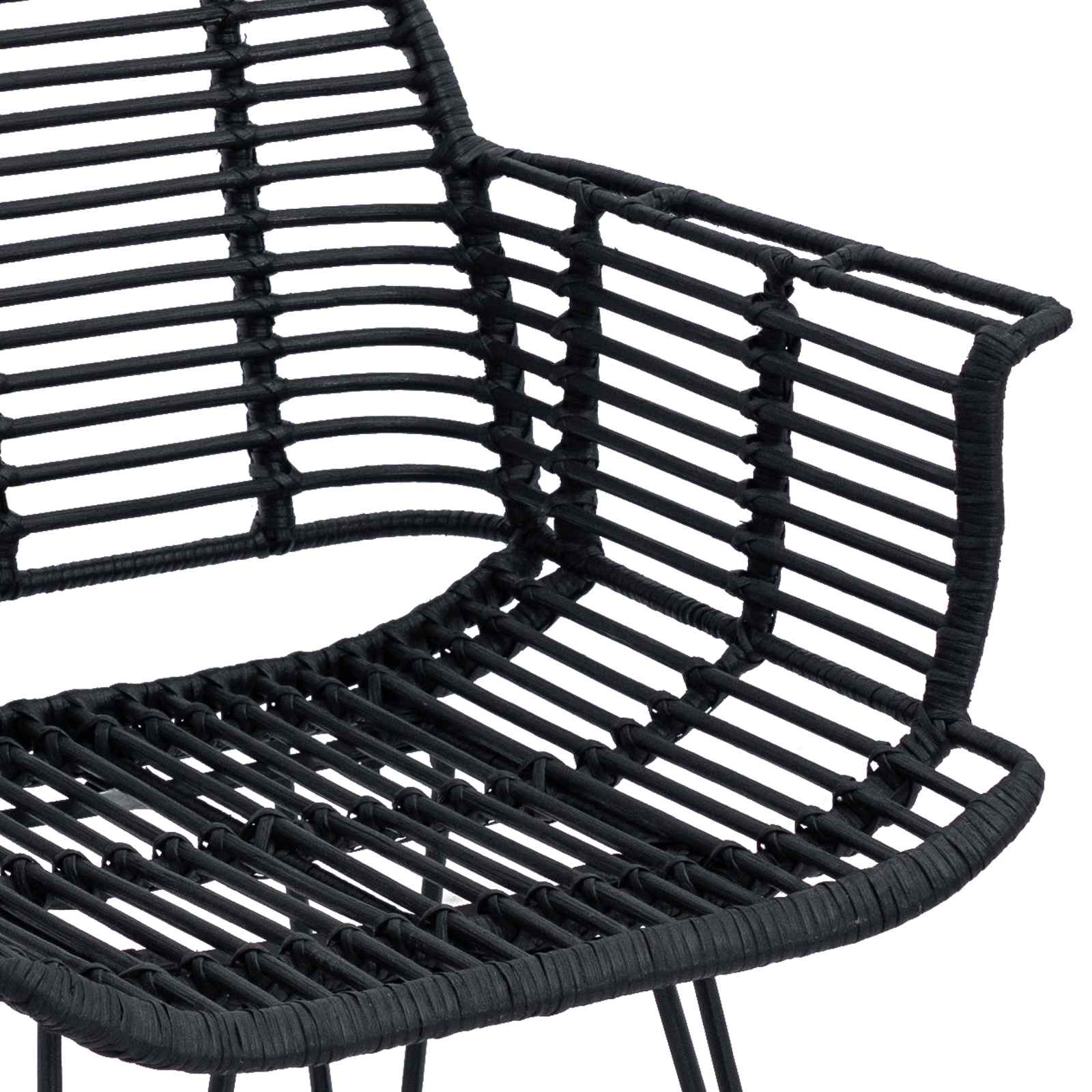 Stolac za blagovanje 2 pcs Ratan i čelik Crna 57 x 55 x 85 cm
