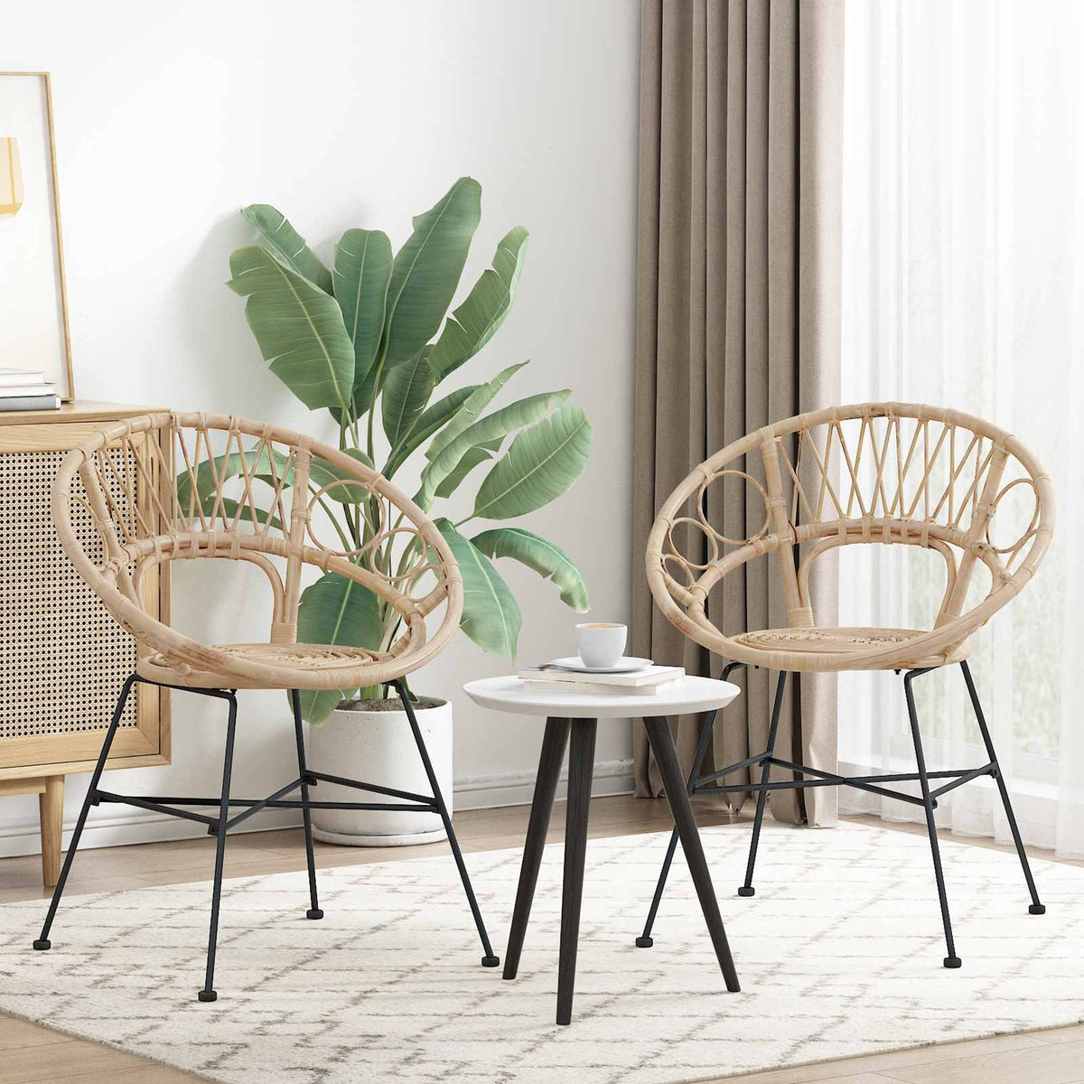 Stolac za blagovanje 2 pcs Ratan i čelik 54 x 65 x 82 cm