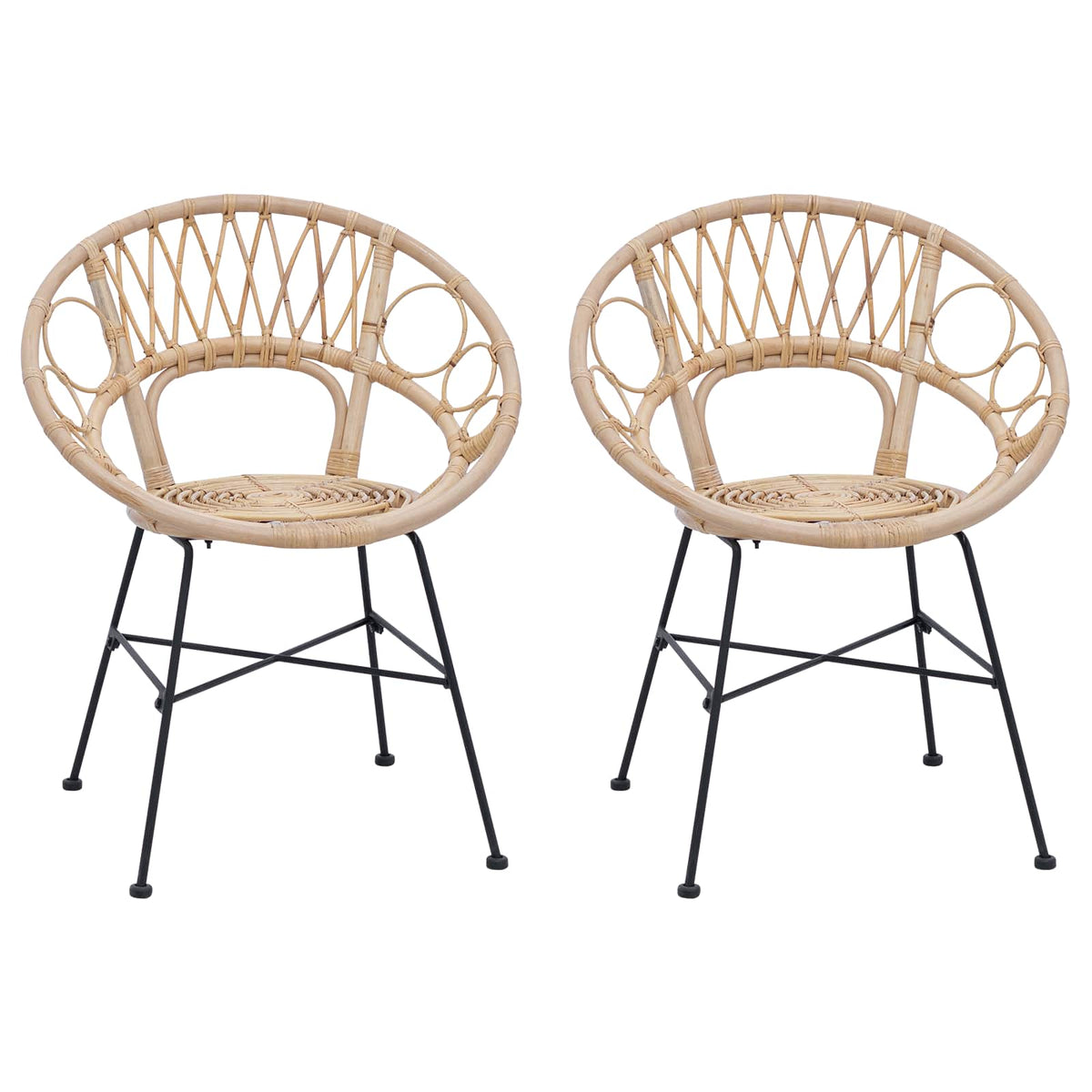 Stolac za blagovanje 2 pcs Ratan i čelik 54 x 65 x 82 cm