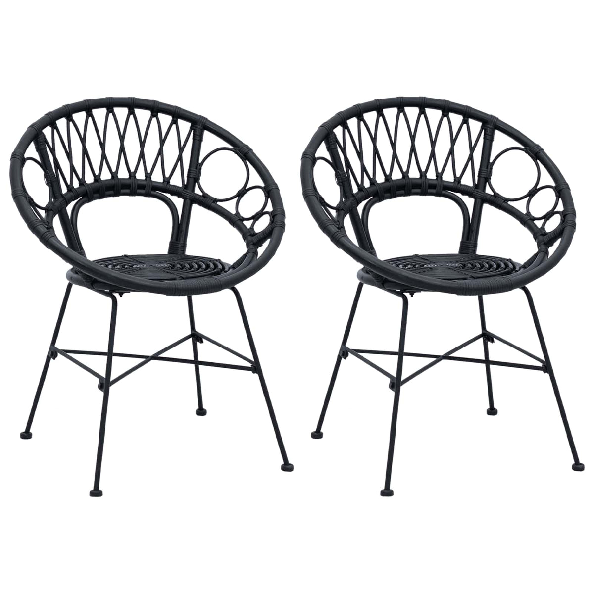 Stolac za blagovanje 2 pcs Ratan i čelik Crna 54 x 65 x 82 cm