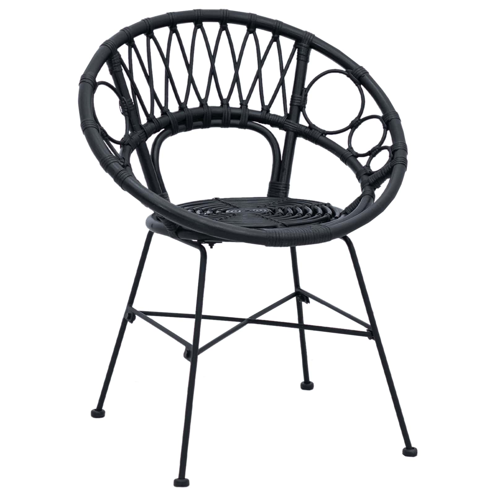 Stolac za blagovanje 2 pcs Ratan i čelik Crna 54 x 65 x 82 cm