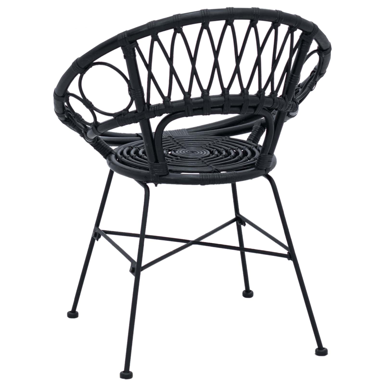 Stolac za blagovanje 2 pcs Ratan i čelik Crna 54 x 65 x 82 cm