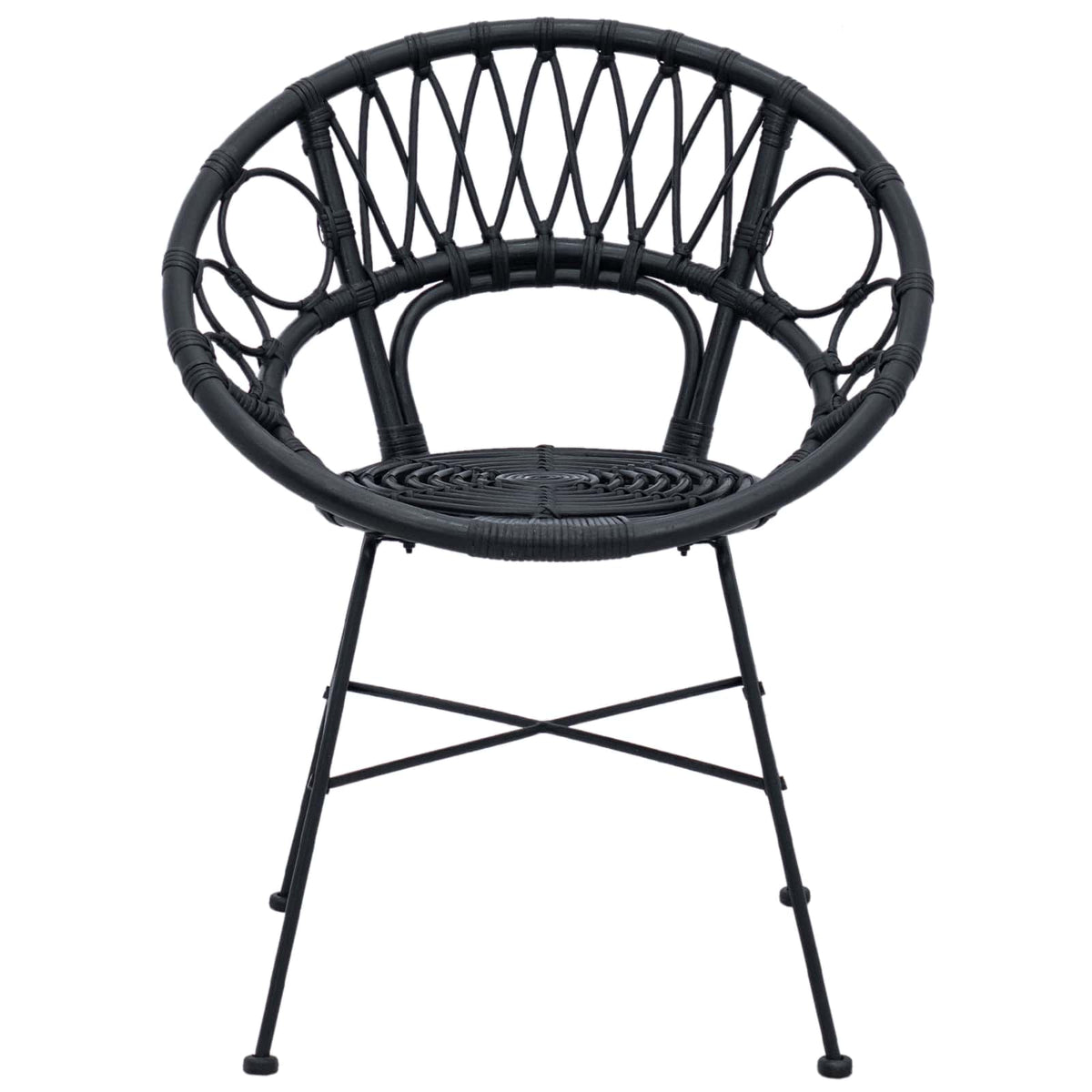 Stolac za blagovanje 2 pcs Ratan i čelik Crna 54 x 65 x 82 cm