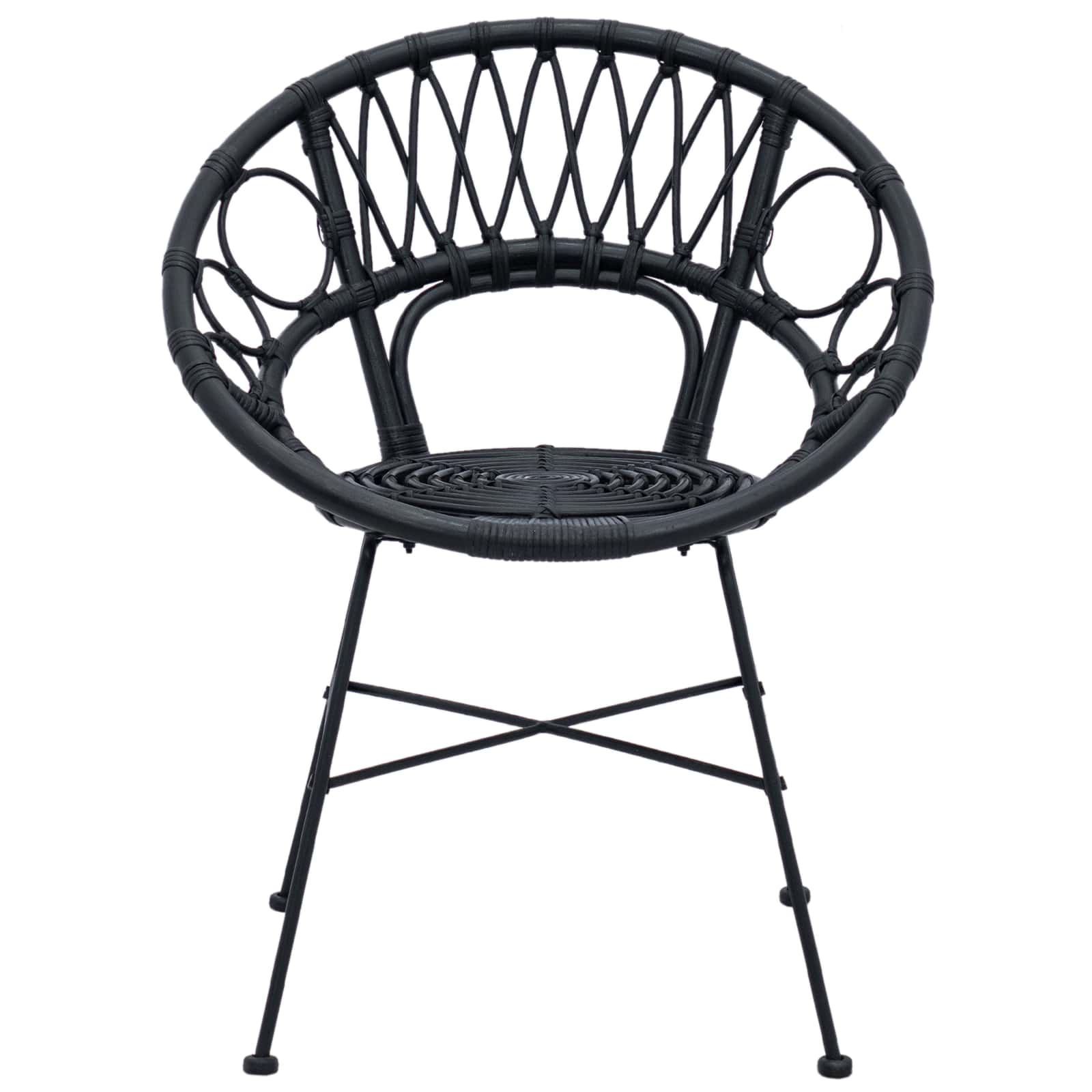 Stolac za blagovanje 2 pcs Ratan i čelik Crna 54 x 65 x 82 cm