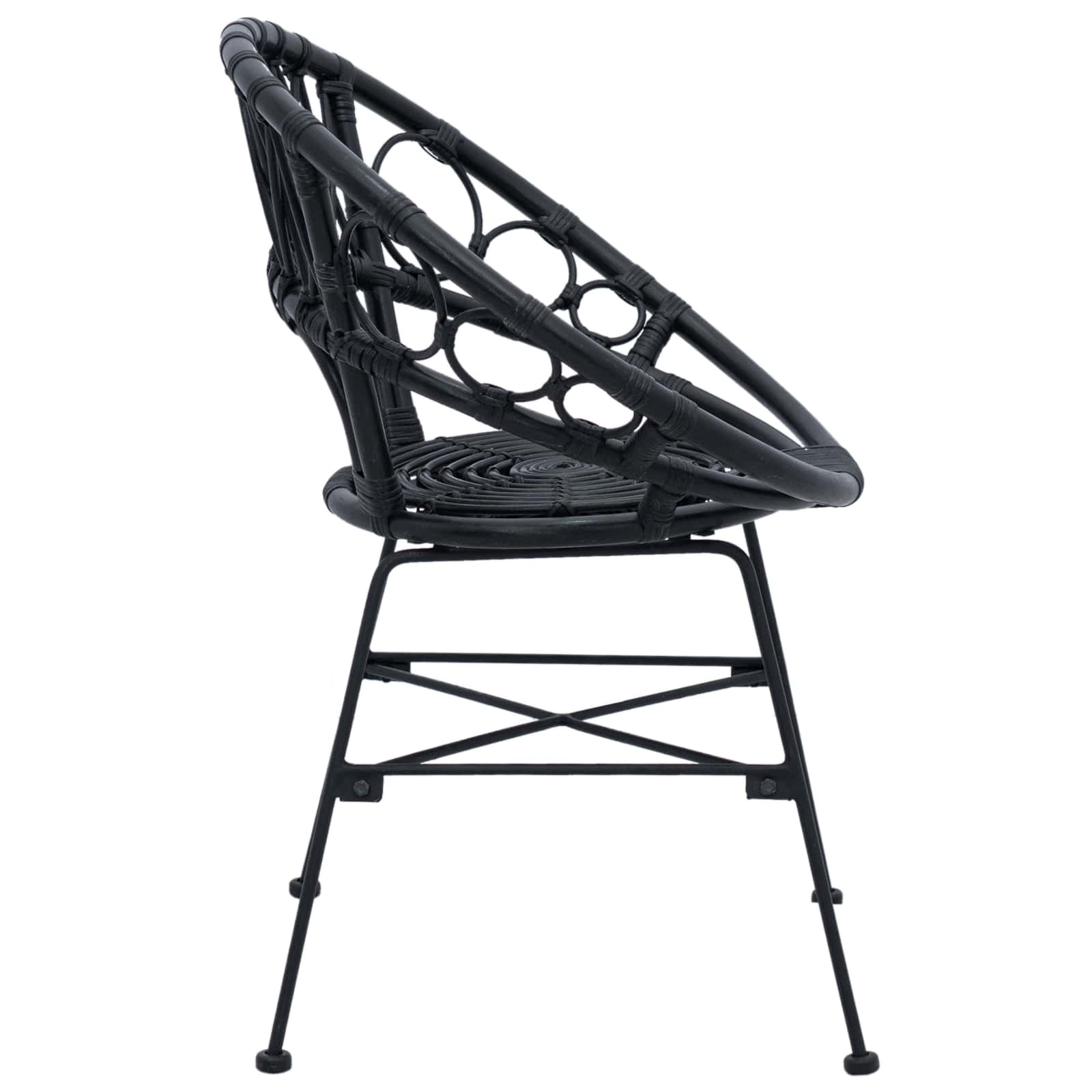 Stolac za blagovanje 2 pcs Ratan i čelik Crna 54 x 65 x 82 cm