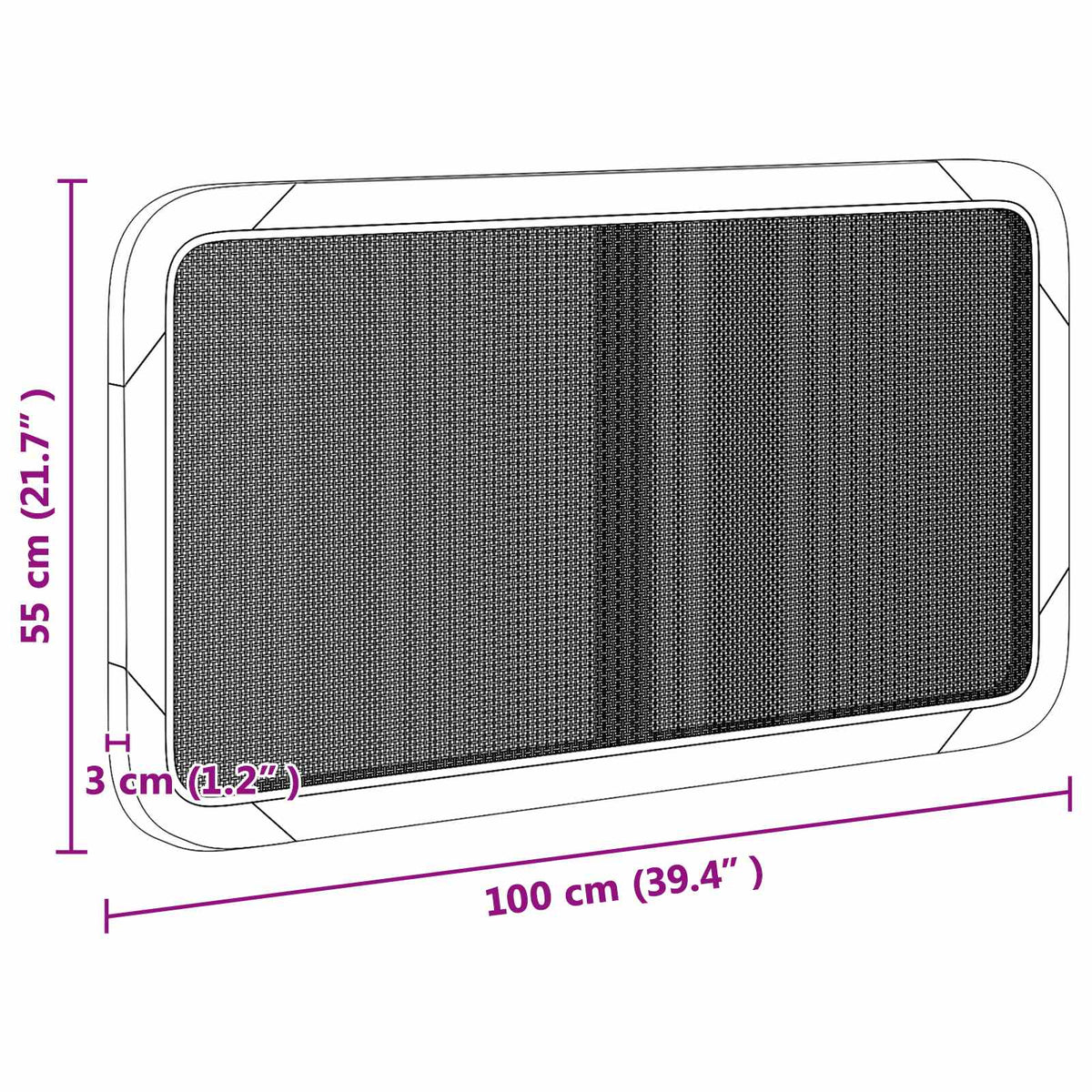 Uzglavlje s uzglavljem Crna 100 x 55 x 3 cm Ratan