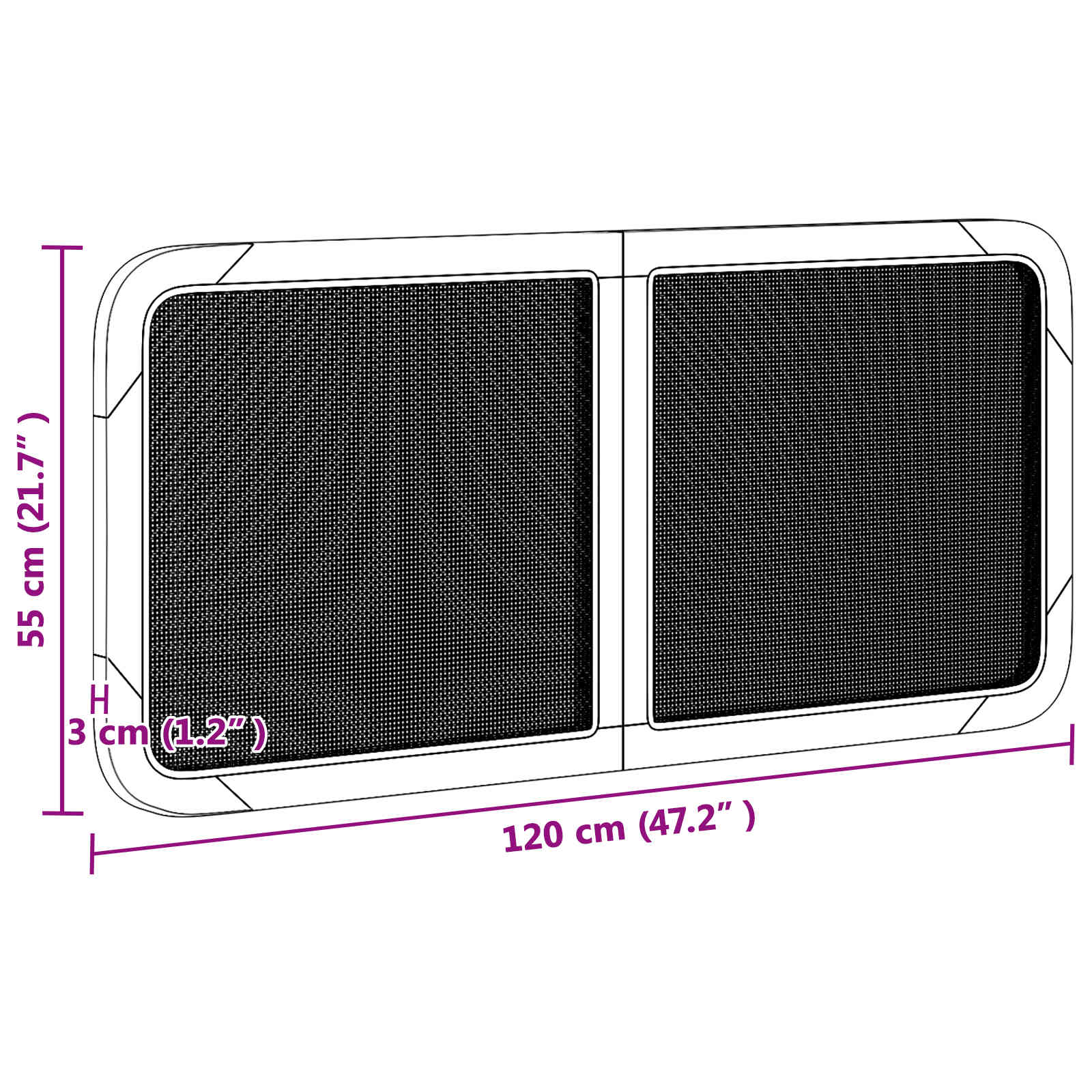 Uzglavlje s uzglavljem Crna 120 x 55 x 3 cm Ratan