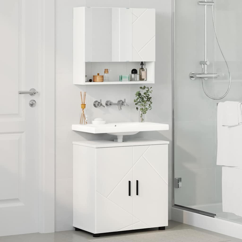 Set namještaja za kupaonicu Zidne s pohranom 2 pcs Bijelo
