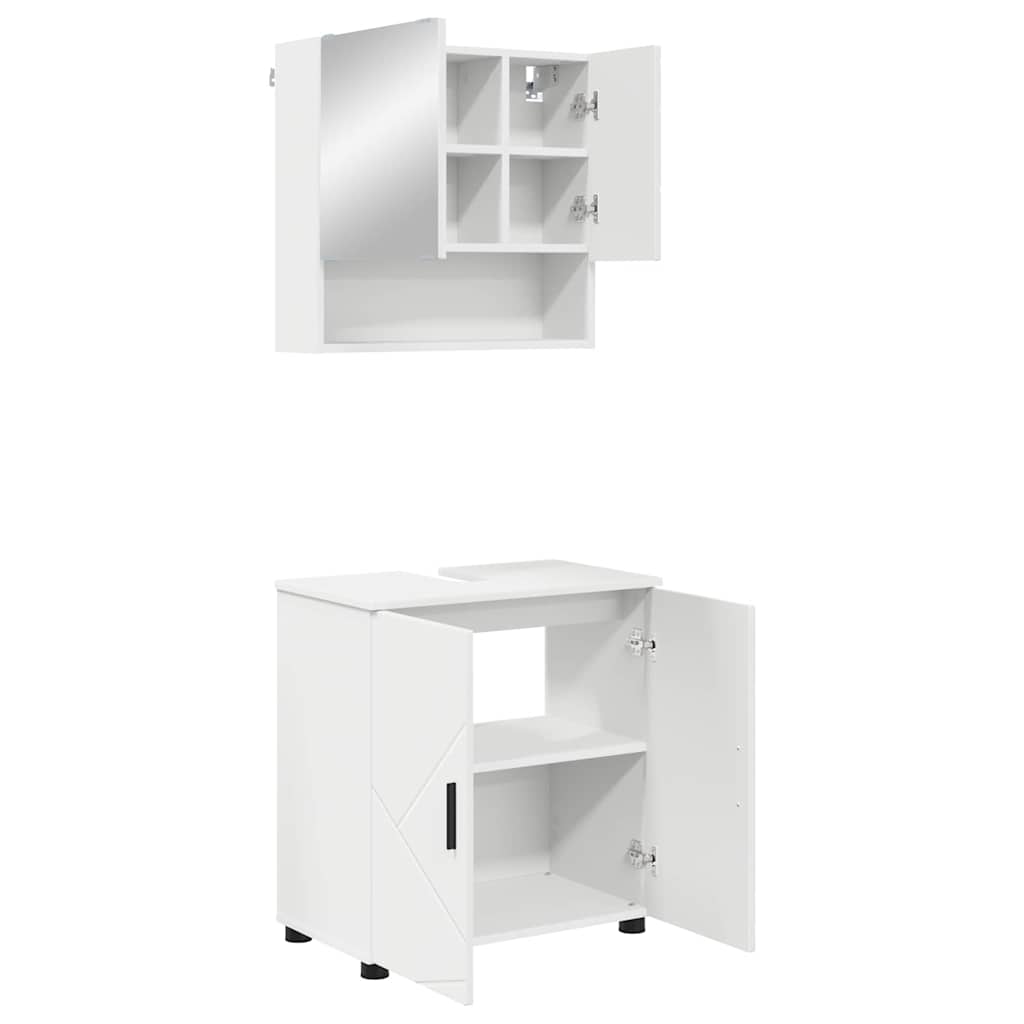 Set namještaja za kupaonicu Zidne s pohranom 2 pcs Bijelo