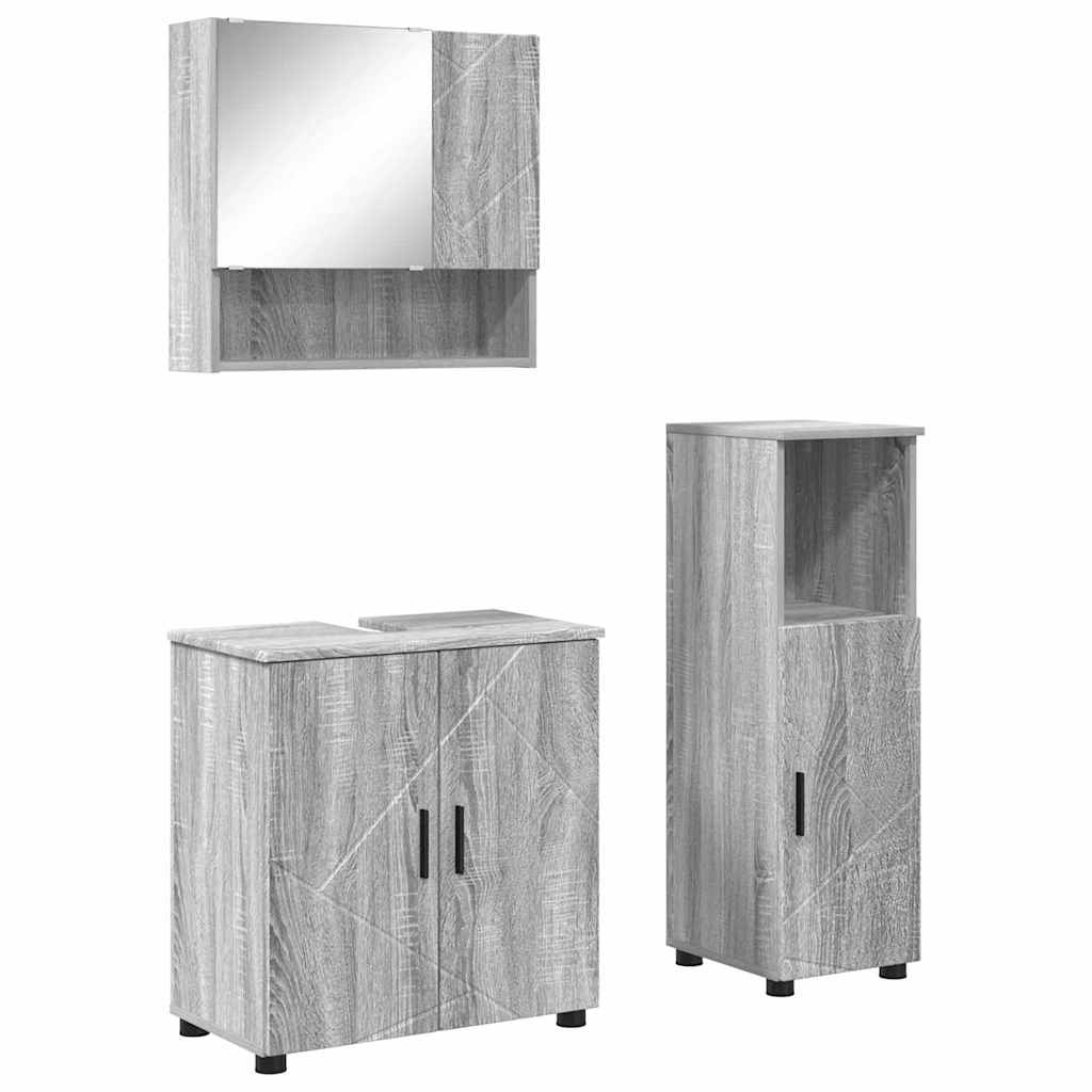 Set namještaja za kupaonicu Zidne s pohranom 3 pcs Siva Sonoma