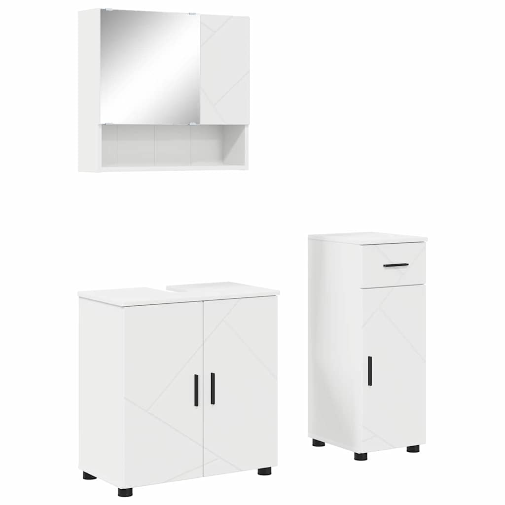 Set namještaja za kupaonicu s ladicama Zidne 3 pcs Bijelo