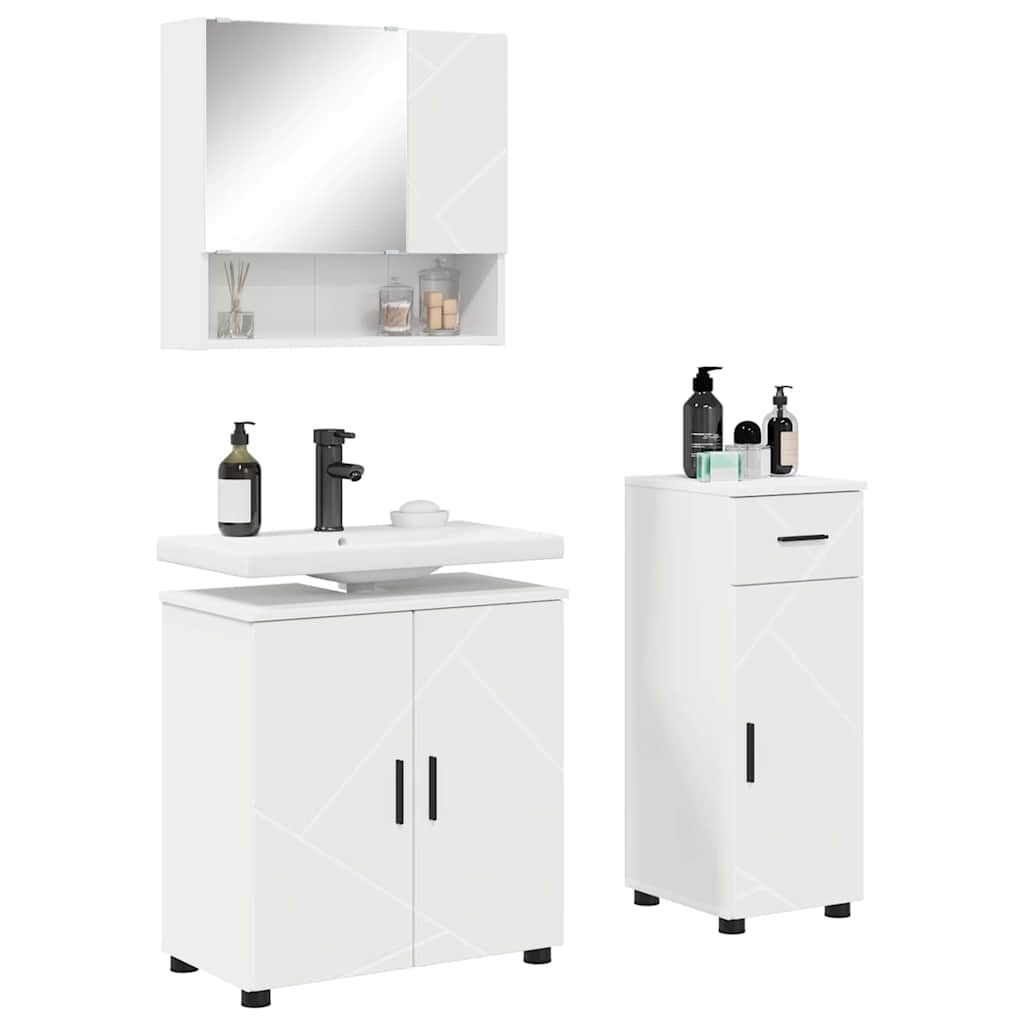 Set namještaja za kupaonicu s ladicama Zidne 3 pcs Bijelo