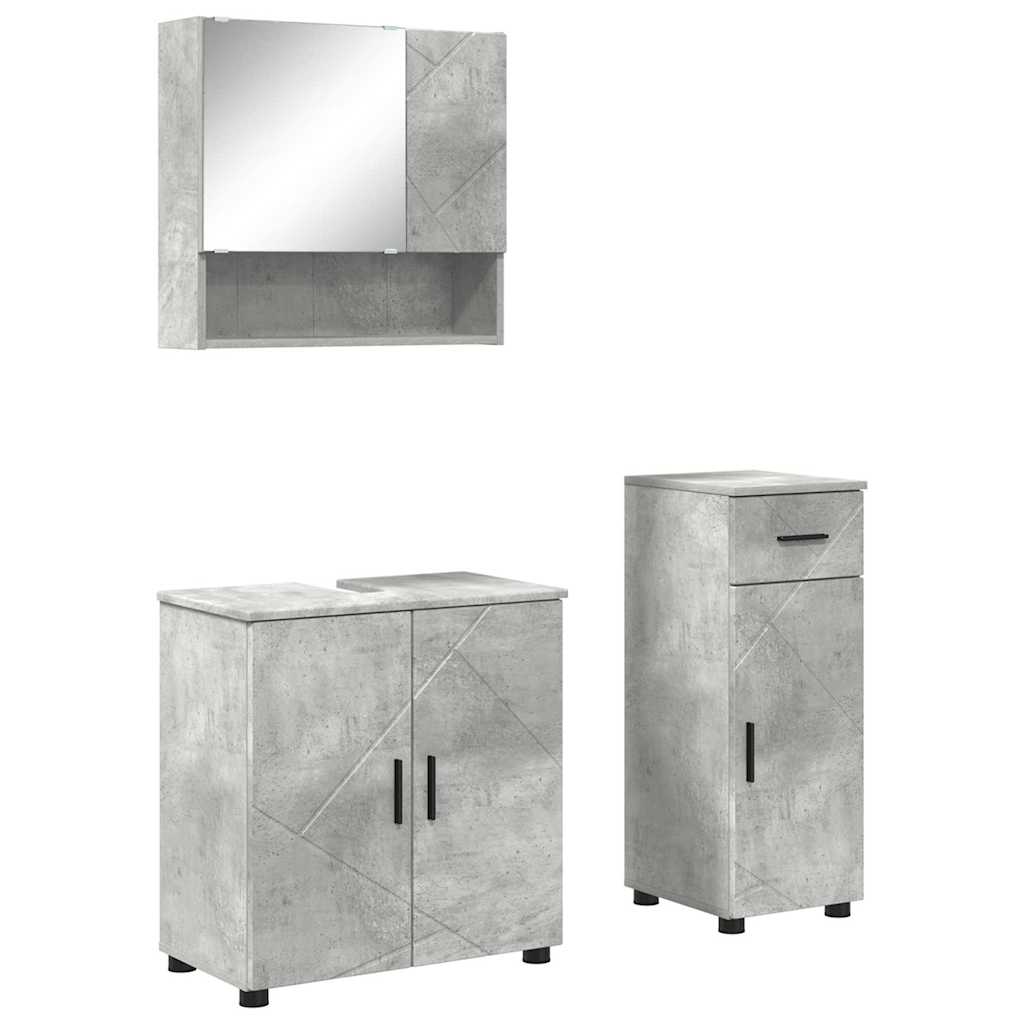 Set namještaja za kupaonicu s ladicama 3 pcs Betonski sivi