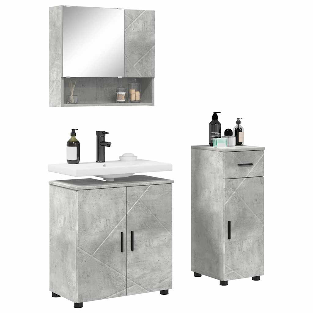 Set namještaja za kupaonicu s ladicama 3 pcs Betonski sivi