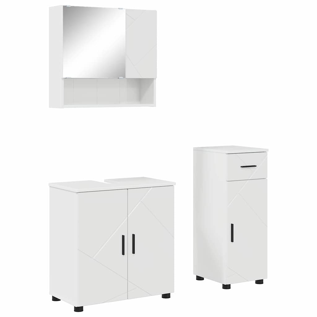Set namještaja za kupaonicu s ladicama 3 pcs Visoki sjaj bijela