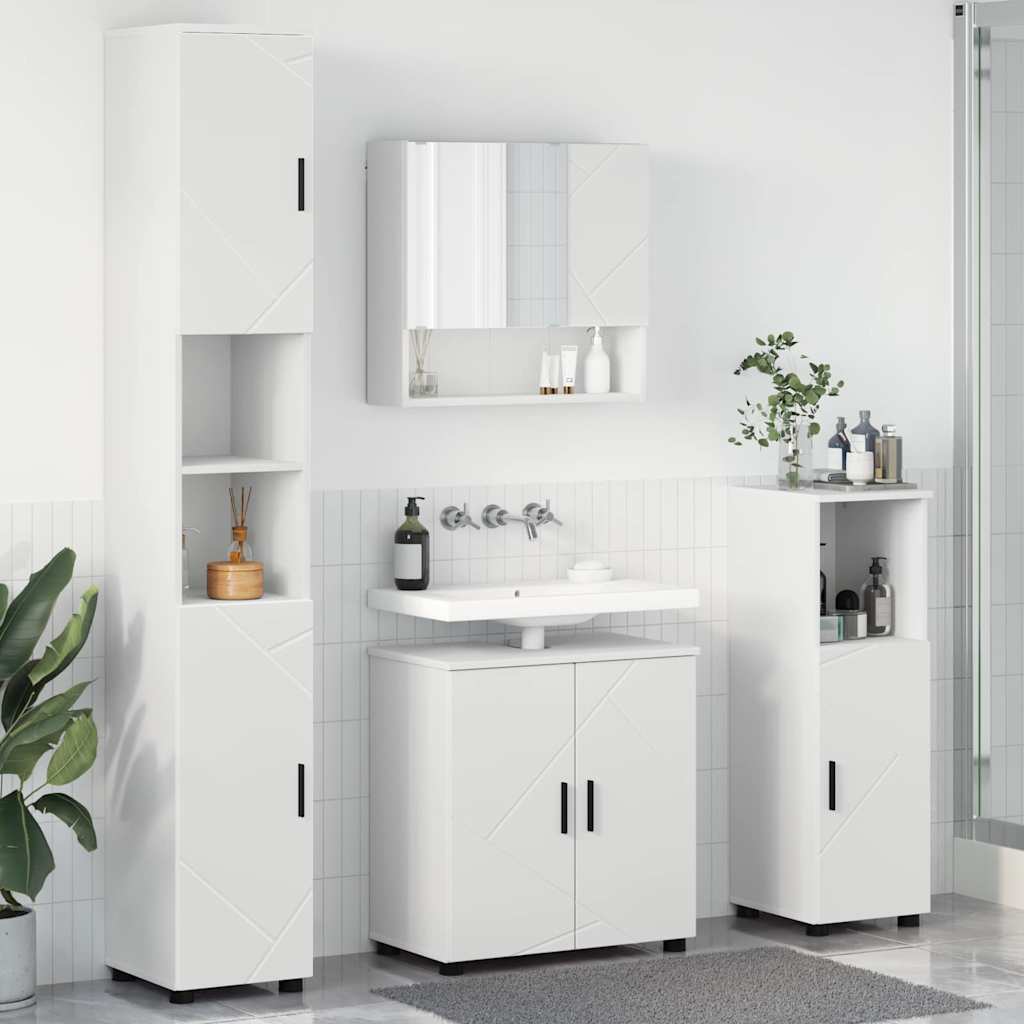 Set namještaja za kupaonicu Zidne s pohranom 4 pcs Bijelo