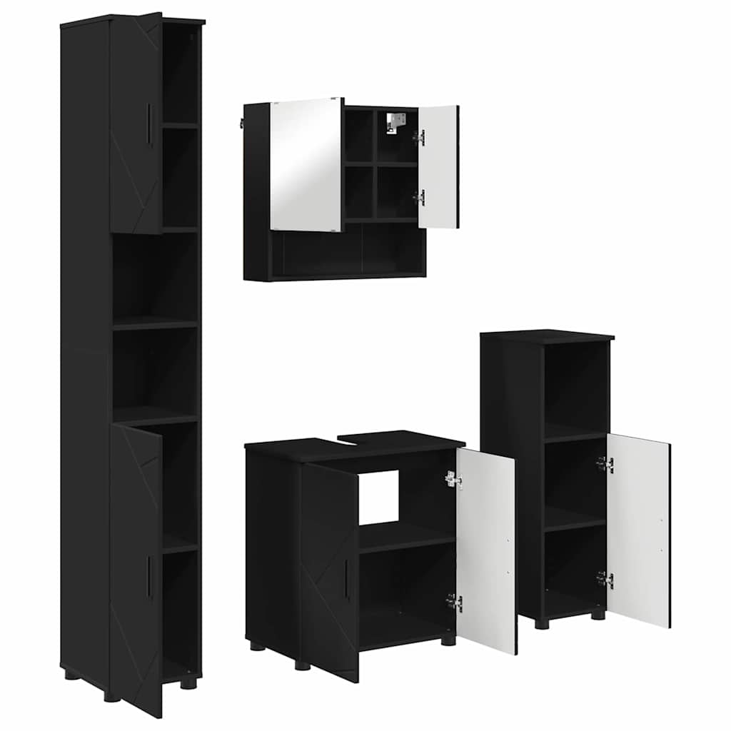 Set namještaja za kupaonicu 4 kom. Crna 61 x 35 x 64 cm