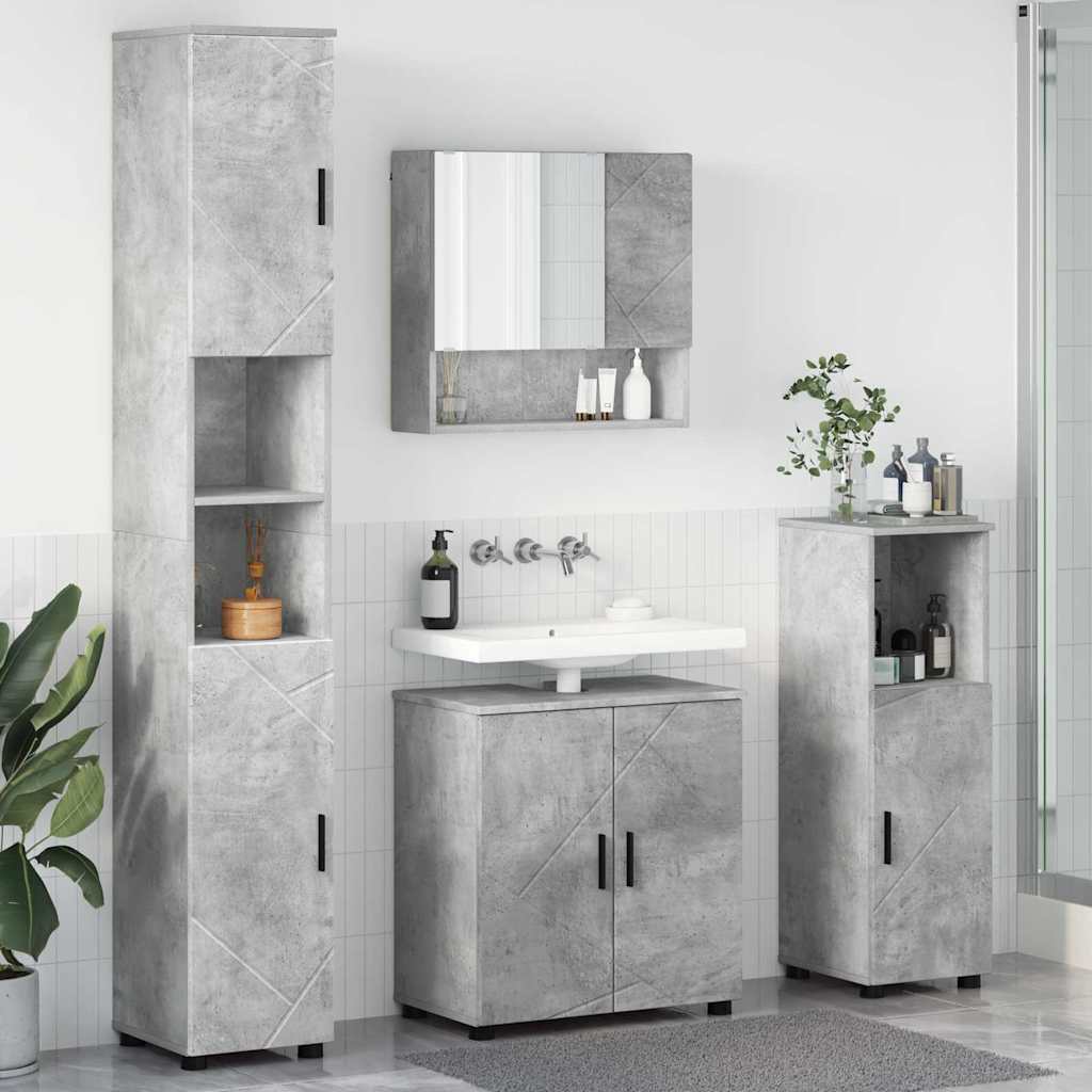Set namještaja za kupaonicu Zidne s vratima 4 pcs Betonski sivi