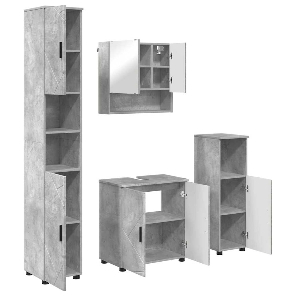 Set namještaja za kupaonicu Zidne s vratima 4 pcs Betonski sivi