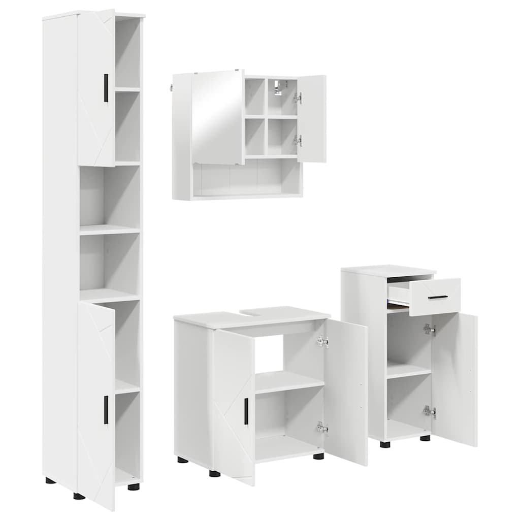 Set namještaja za kupaonicu s ladicama Zidne 4 pcs Bijelo