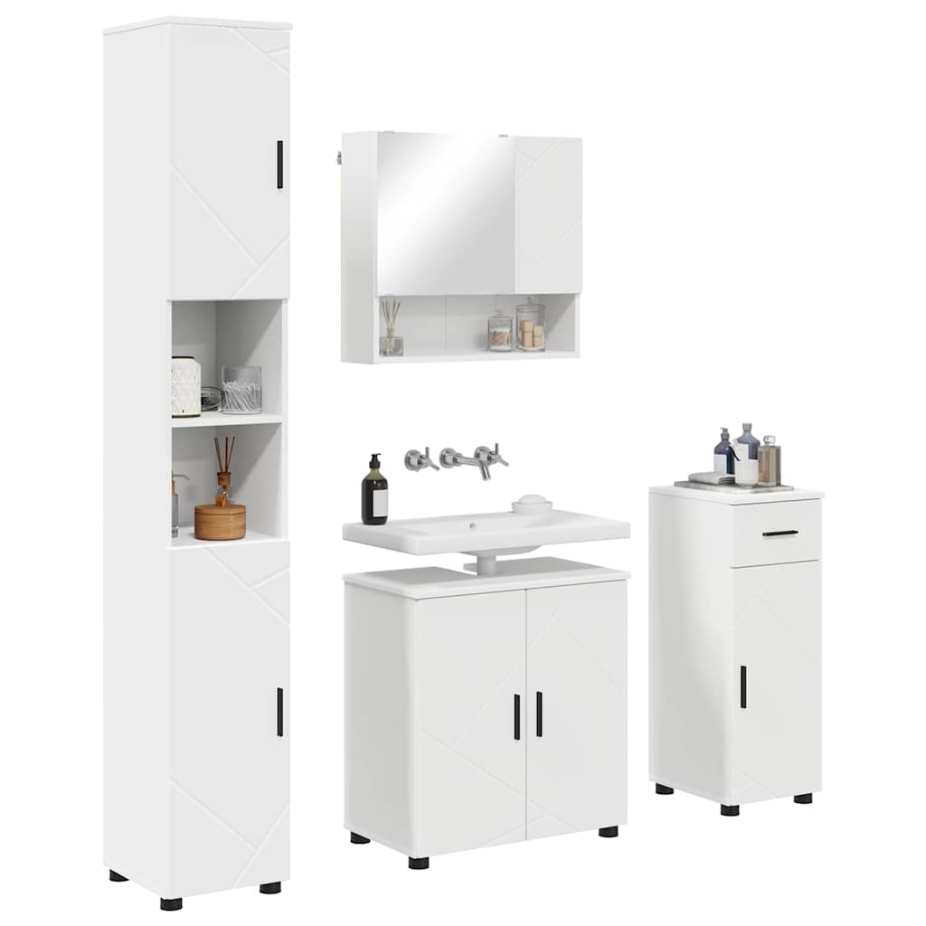 Set namještaja za kupaonicu s ladicama Zidne 4 pcs Bijelo