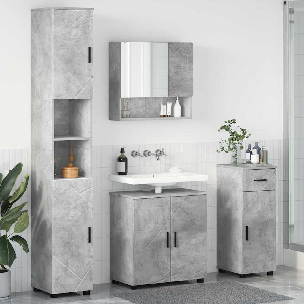 Set namještaja za kupaonicu s ladicama 4 pcs Betonski sivi