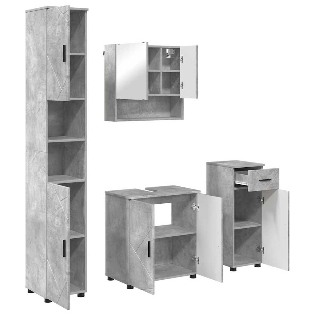Set namještaja za kupaonicu s ladicama 4 pcs Betonski sivi