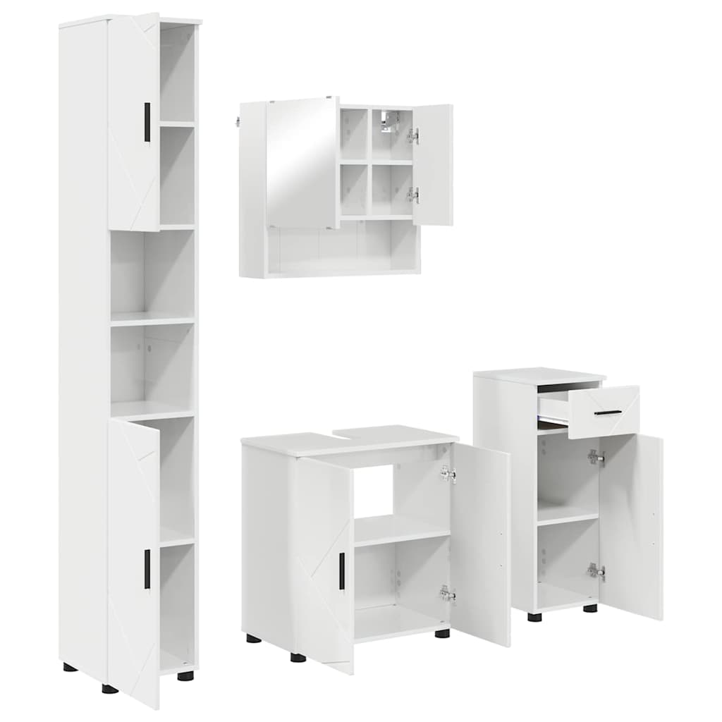 Set namještaja za kupaonicu s ladicama 4 pcs Visoki sjaj bijela