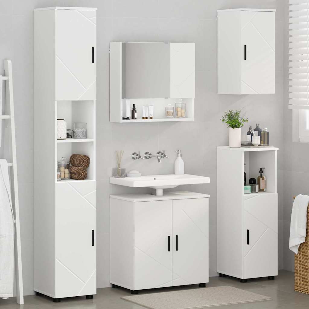 Set namještaja za kupaonicu Zidne s pohranom 5 pcs Bijelo