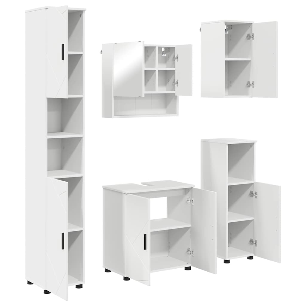 Set namještaja za kupaonicu Zidne s pohranom 5 pcs Bijelo