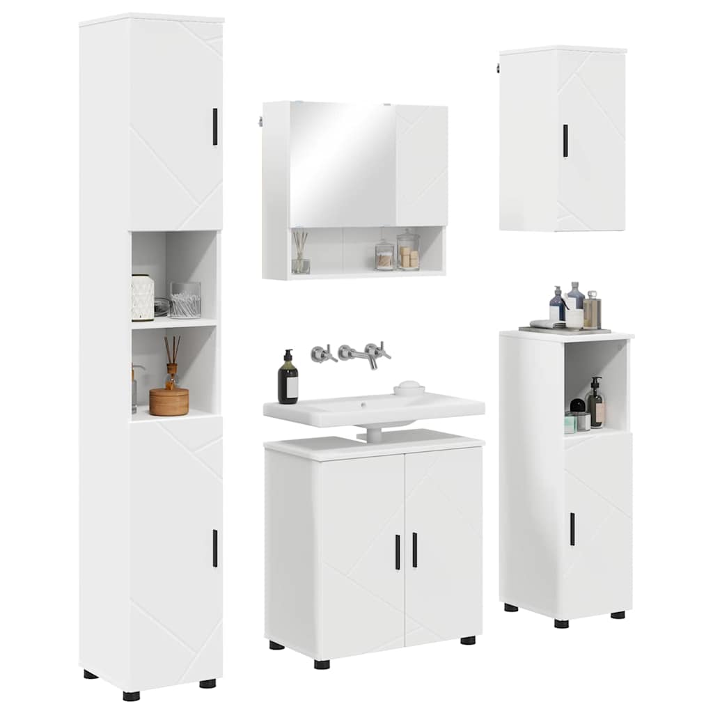 Set namještaja za kupaonicu Zidne s pohranom 5 pcs Bijelo