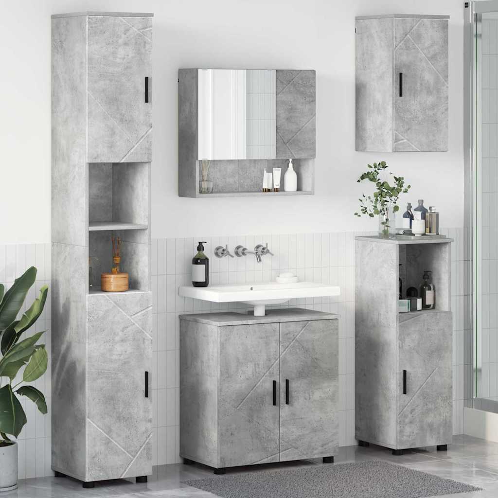 Set namještaja za kupaonicu Zidne s vratima 5 pcs Betonski sivi