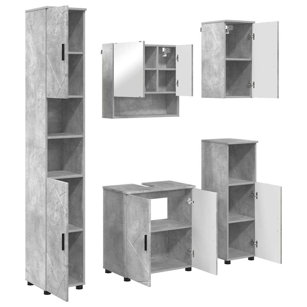 Set namještaja za kupaonicu Zidne s vratima 5 pcs Betonski sivi