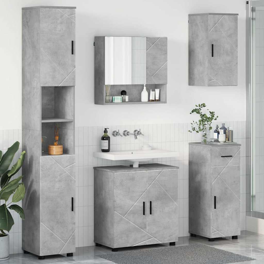 Set namještaja za kupaonicu s ladicama 5 pcs Betonski sivi