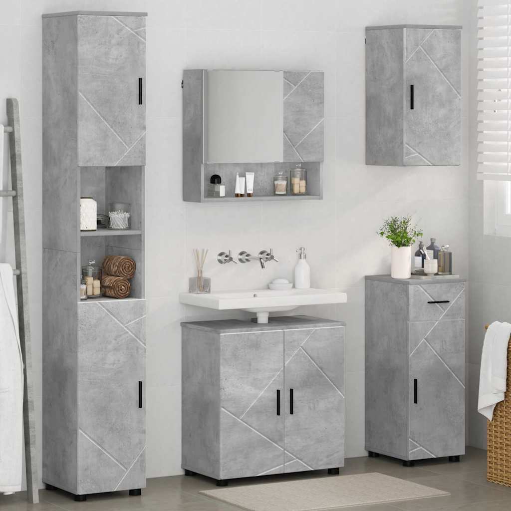 Set namještaja za kupaonicu s ladicama 5 pcs Betonski sivi