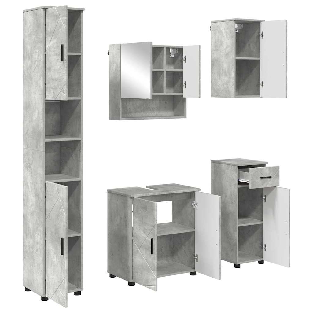 Set namještaja za kupaonicu s ladicama 5 pcs Betonski sivi