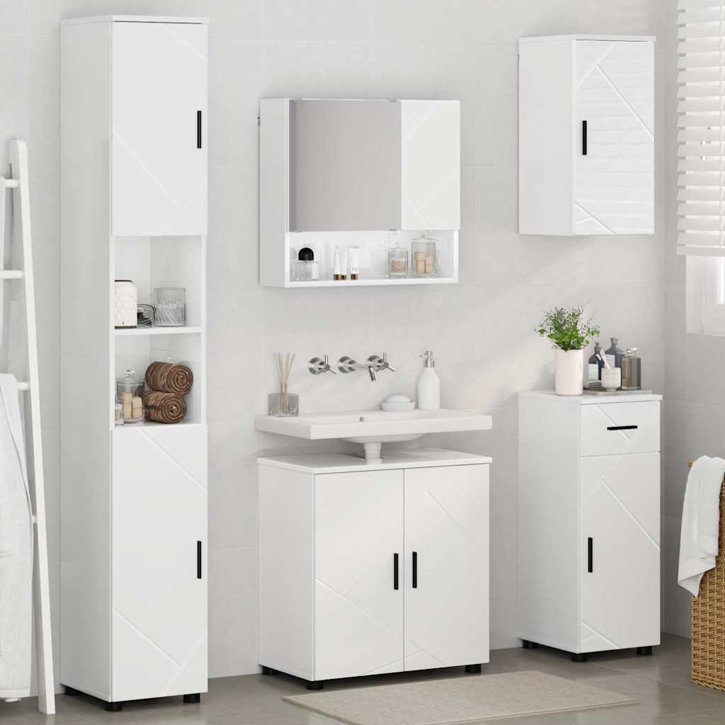 Set namještaja za kupaonicu s ladicama 5 pcs Visoki sjaj bijela
