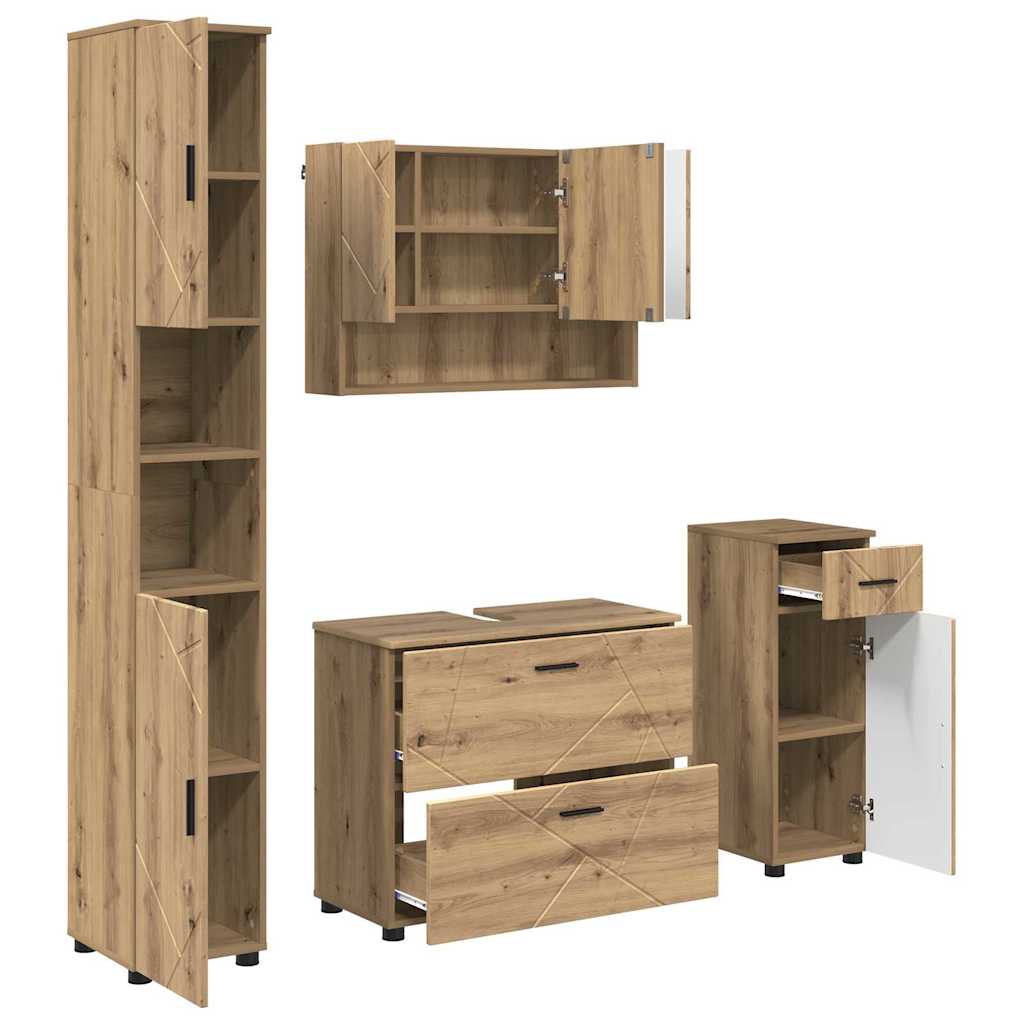 Set namještaja za kupaonicu 4 kom. Umjetnički hrast Smeđa 35 x 30 x 192 cm