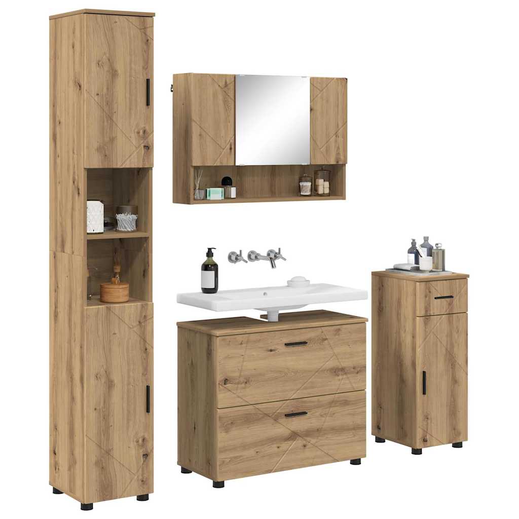 Set namještaja za kupaonicu 4 kom. Umjetnički hrast Smeđa 35 x 30 x 192 cm